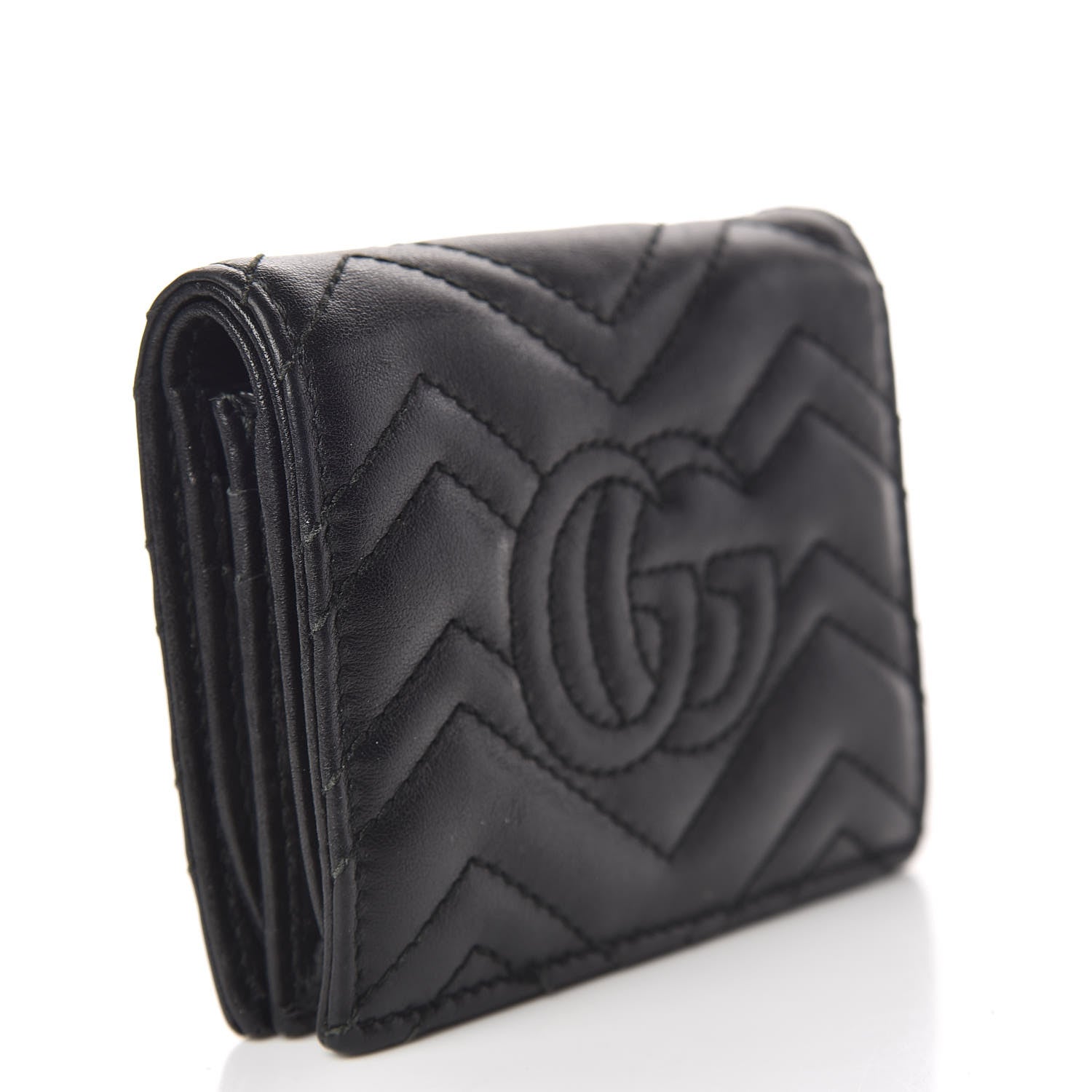 Gucci Calfskin Matelasse GG Marmont Card Case Black 3 of 11