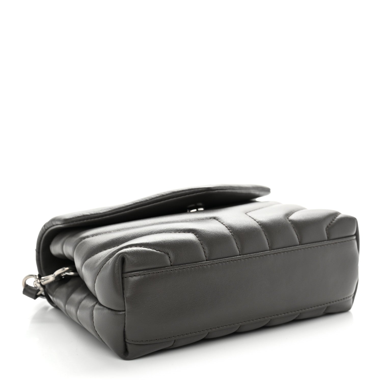 Saint Laurent Calfskin Y Quilted Monogram Toy Loulou Crossbody Bag Grey Kaki 4 of 10