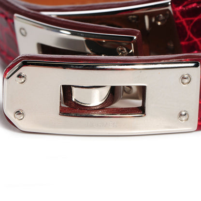 Hermes Shiny Alligator Kelly Double Tour Bracelet Small Rouge Vif 5 of 8