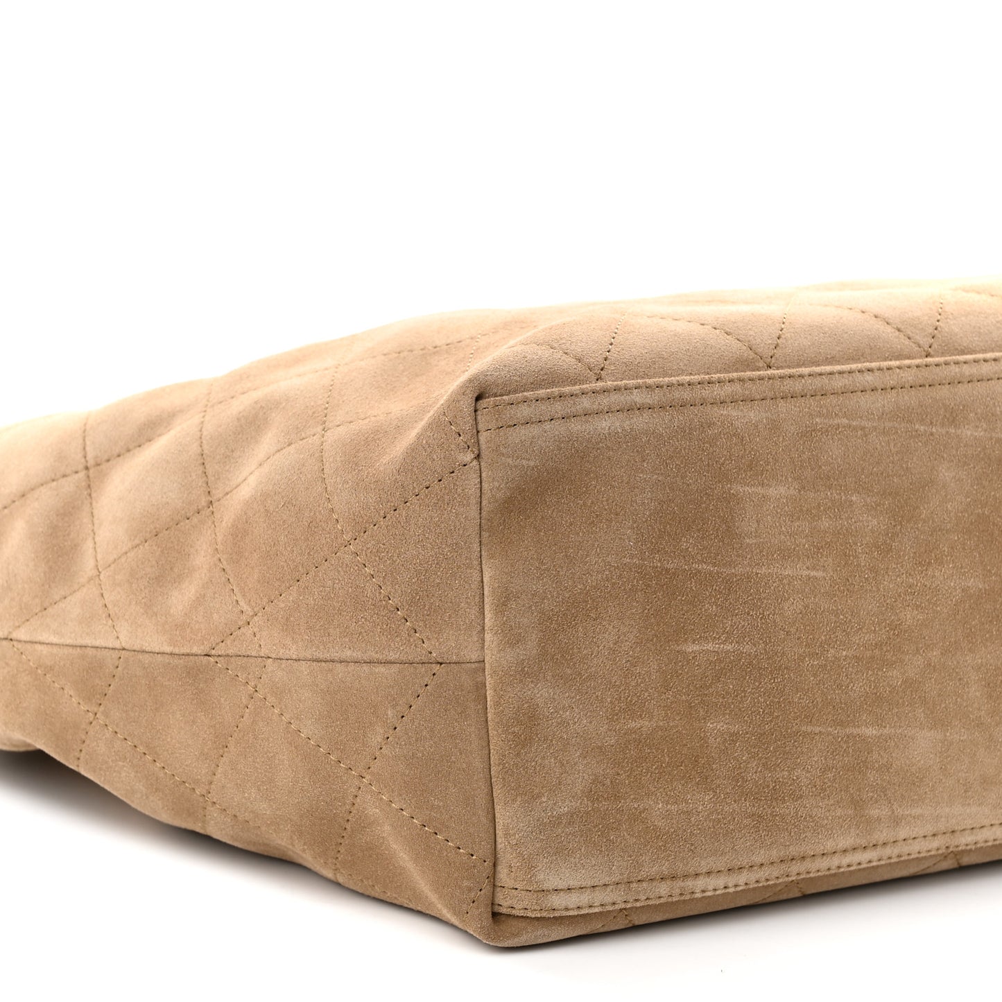 Suede Quilted Neo Cabas Small Shopping Tote Dark Beige