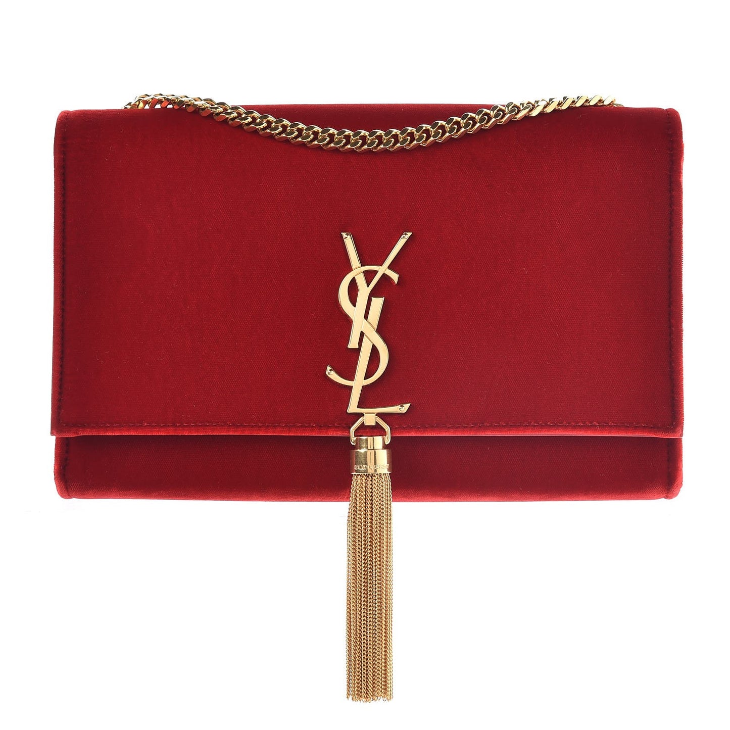Velvet Medium Monogram Kate Tassel Shoulder Bag Red