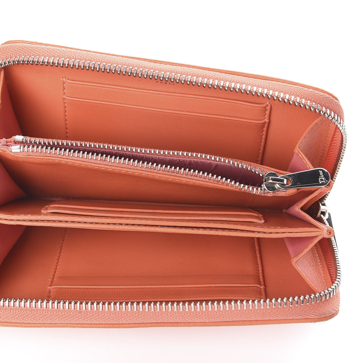 Christian Dior Calfskin Cannage Medium Diorama Voyageur Wallet Orange 4 of 5