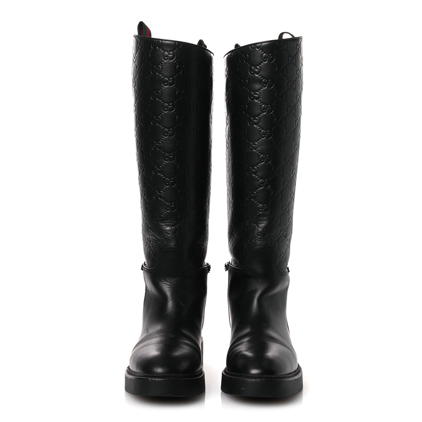 Guccissima Real Betis Glamour Calfskin Michelangelo Slim Horsebit Riding Boots 39.5 Black