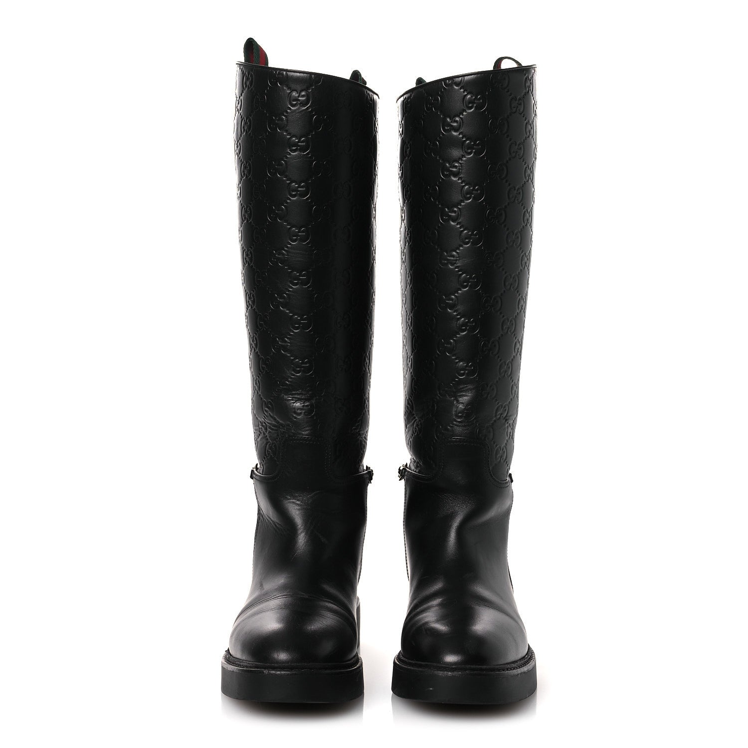 Gucci Guccissima Real Betis Glamour Calfskin Michelangelo Slim Horsebit Riding Boots 39.5 Black 3 of 15