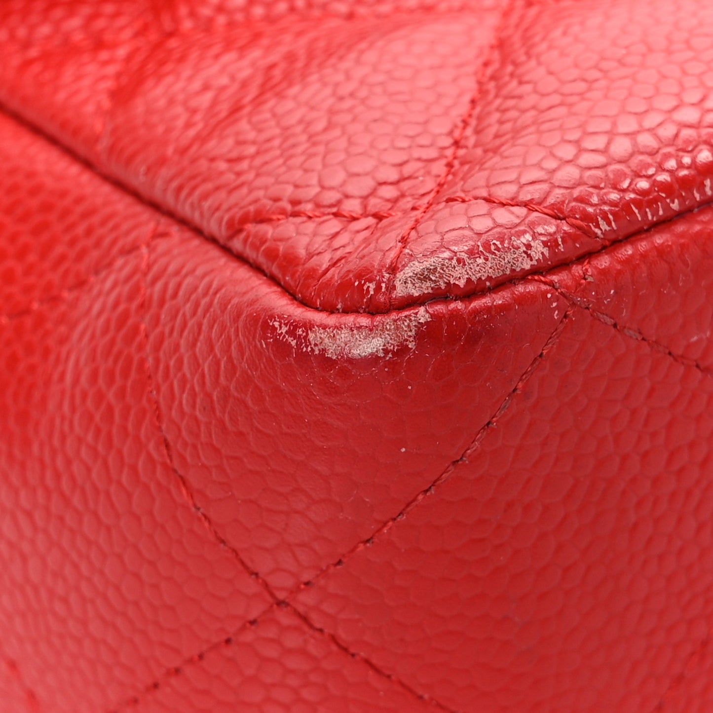 Caviar Quilted Jumbo Double Flap Red