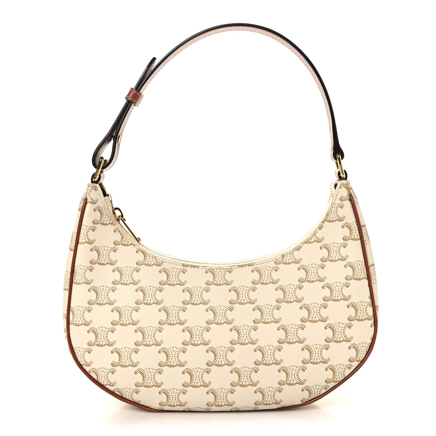 Canvas Calfskin Ava Triomphe Shoulder Bag White