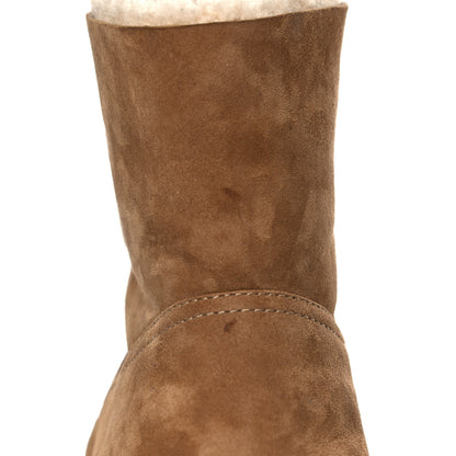Chanel Kid Suede Shearling Womens Cap Toe Chain Short Boots 40.5 Light Brown Black 22 of 24