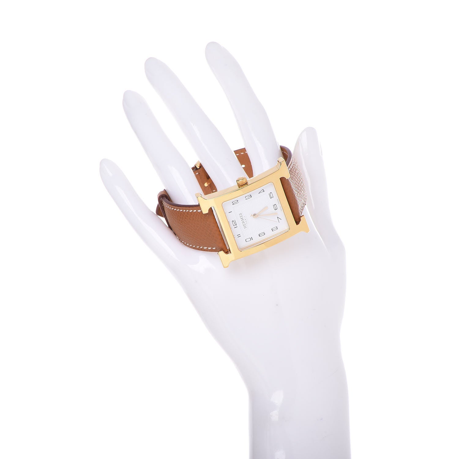 Hermes Stainless Steel Epsom 30.5mm Heure H Hour Quartz Watch Gold 2 of 9