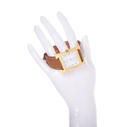 Hermes Stainless Steel Epsom 30.5mm Heure H Hour Quartz Watch Gold 2 of 9