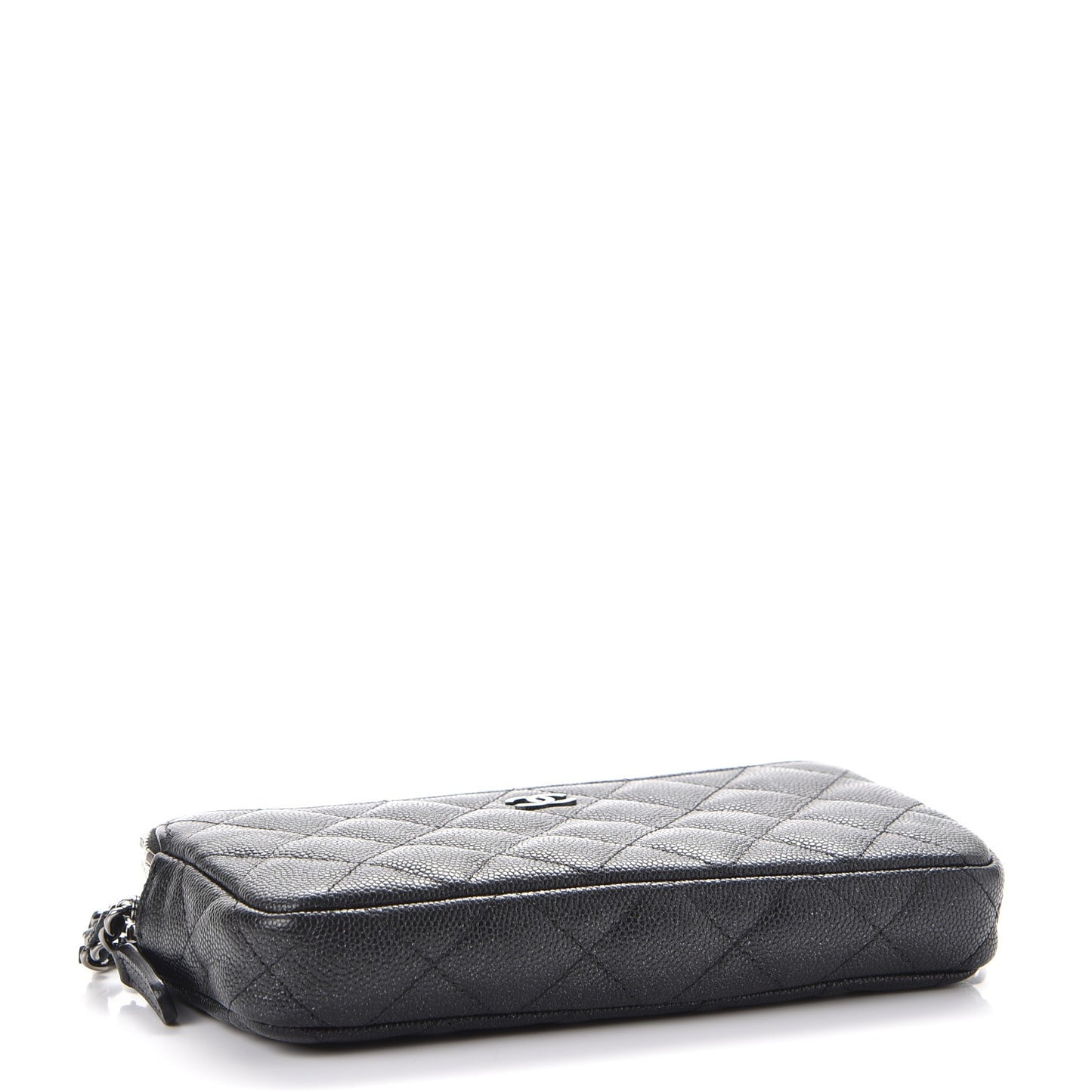 Caviar Quilted Small Clutch With Chain Black