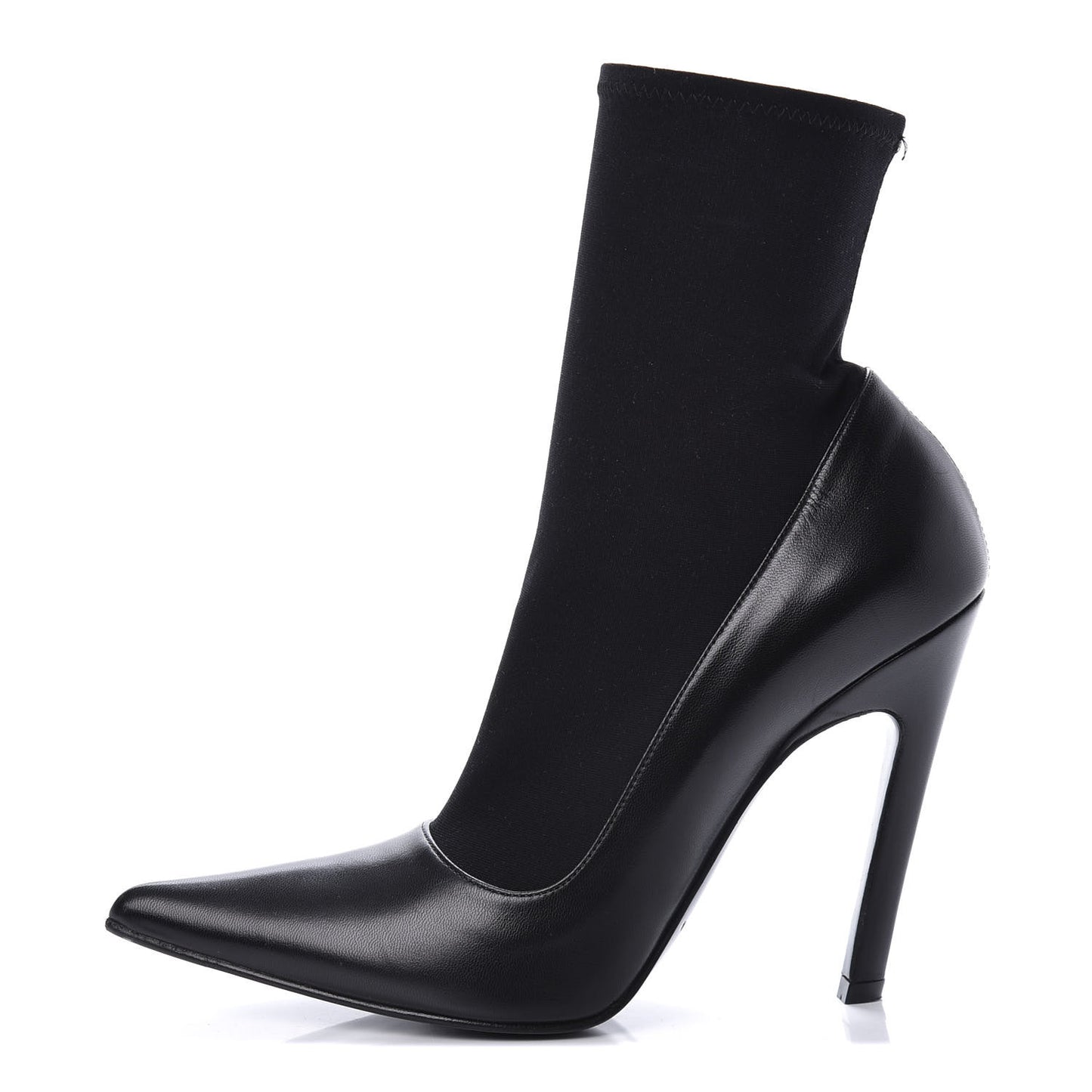Calfskin Jersey Crepe Extreme Pointed Toe Knife Booties 36 Black
