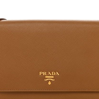 Prada Saffiano Metal Flap Wallet With Strap Caramel 5 of 11