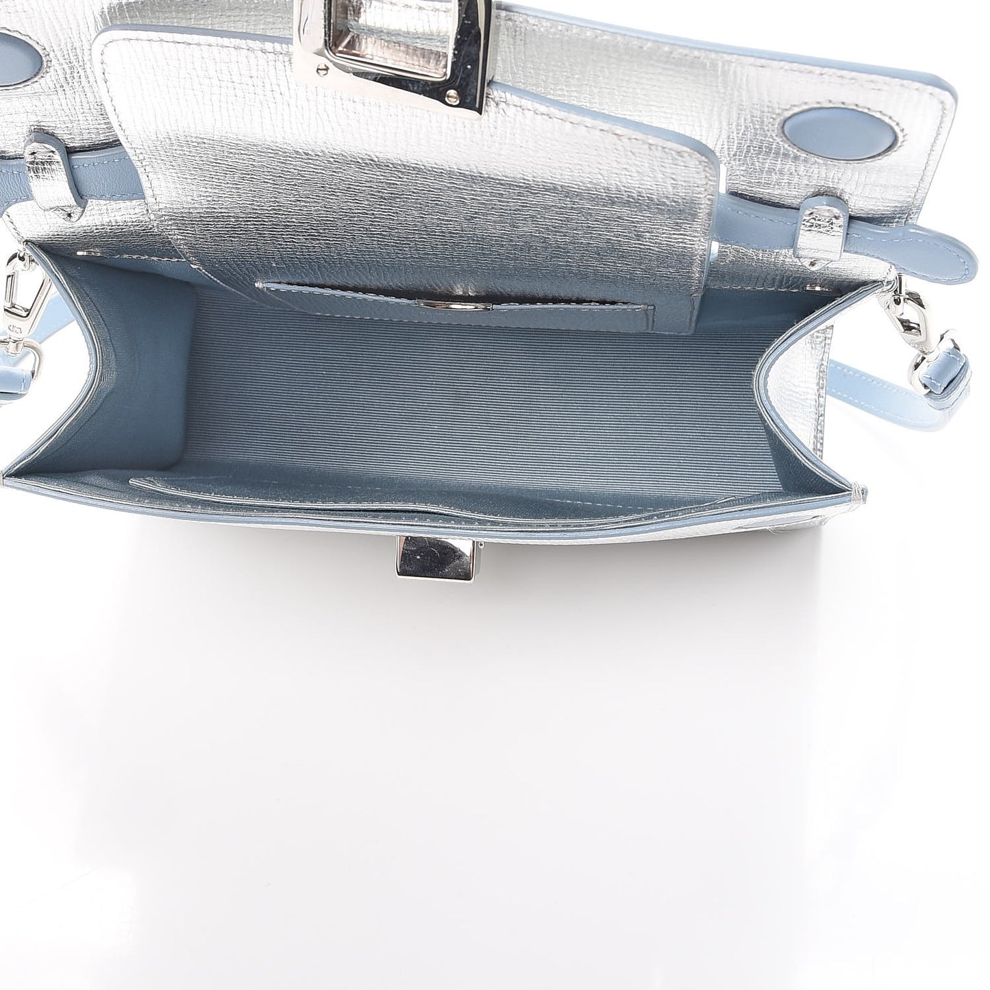 Metallic Grained Calfskin Diorever Clutch Silver