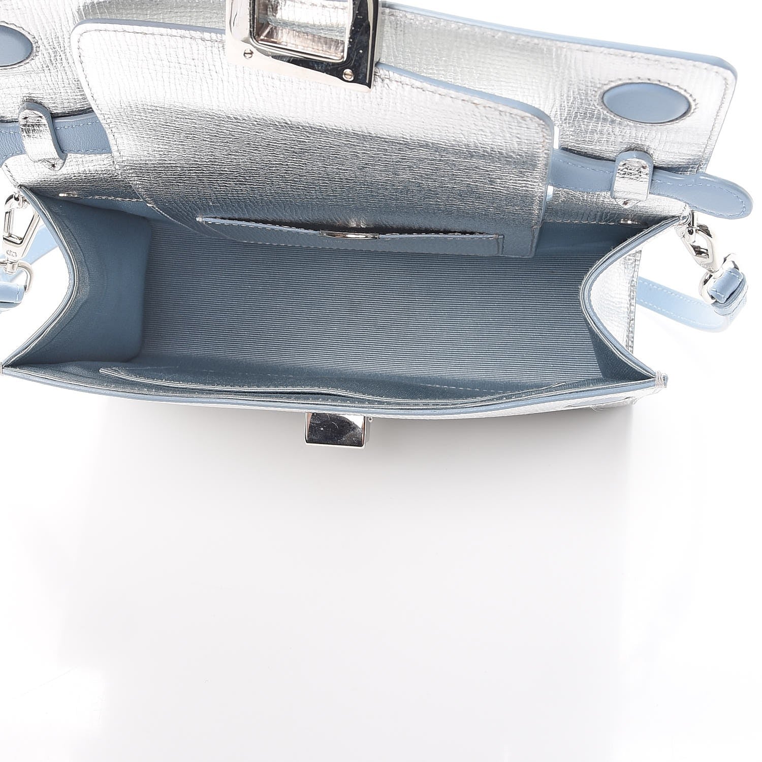 Christian Dior Metallic Grained Calfskin Diorever Clutch Silver 5 of 16