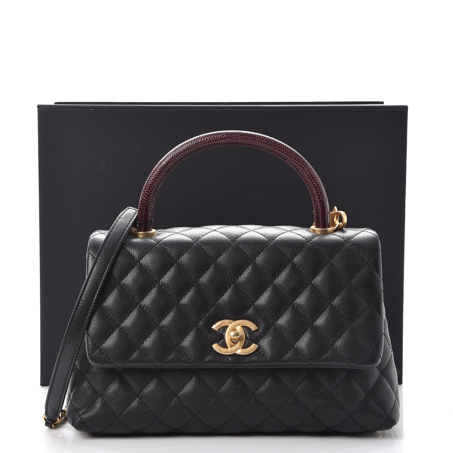 Chanel Caviar Lizard Quilted Small Coco Handle Flap Black 8 of 8