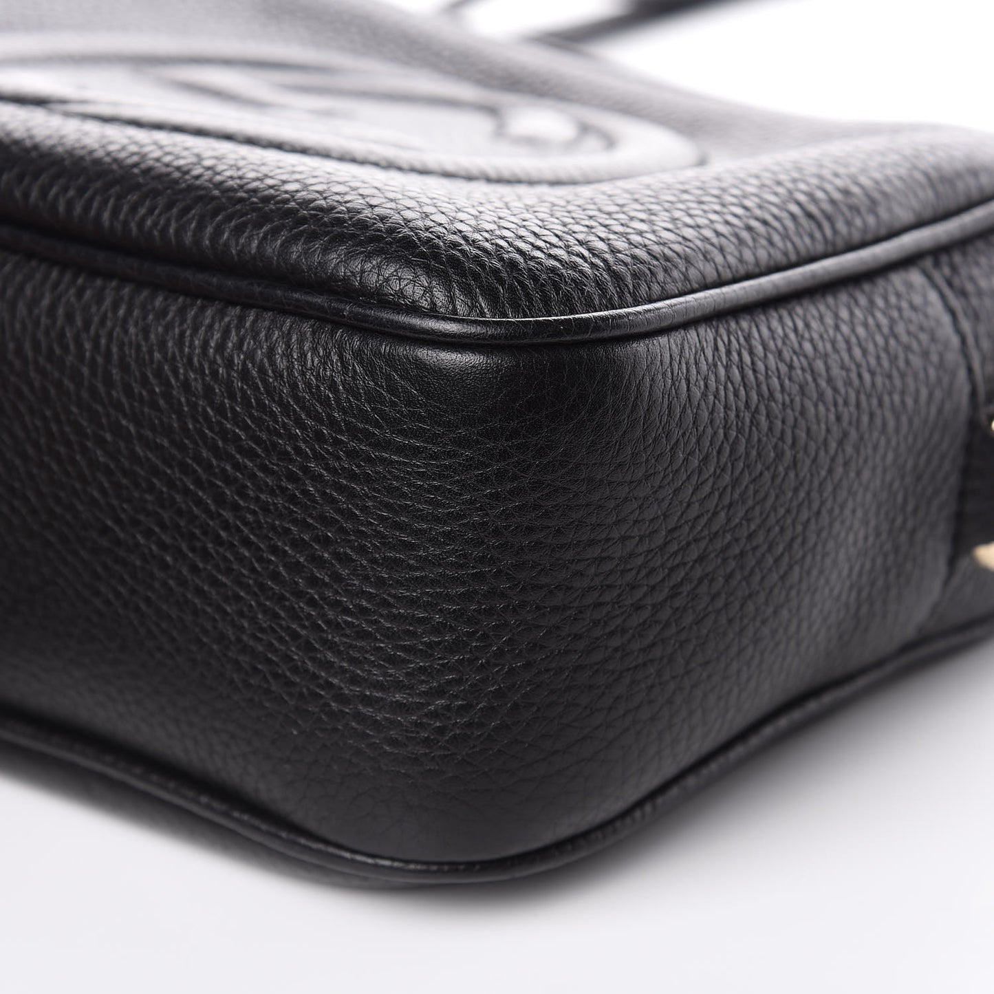 Pebbled Calfskin Small Soho Disco Bag Black