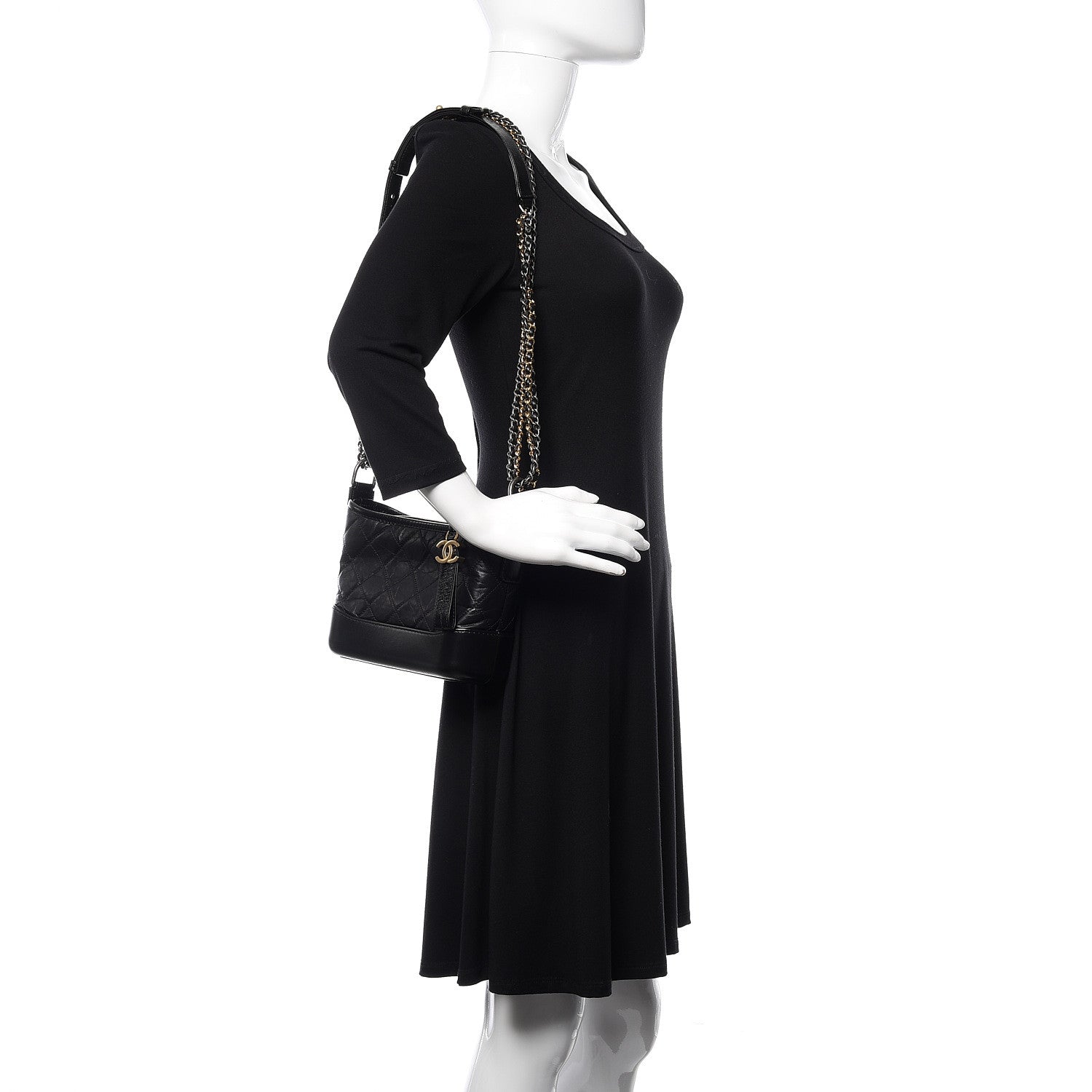 Chanel Aged Calfskin Quilted Small Gabrielle Hobo Black 2 of 10