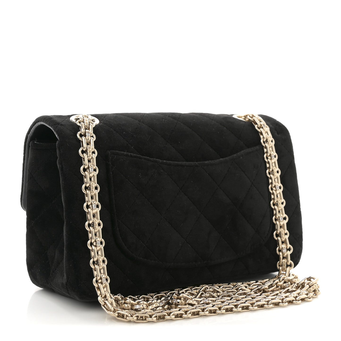 Velvet Quilted Crystal Mini 2.55 Reissue Flap Black