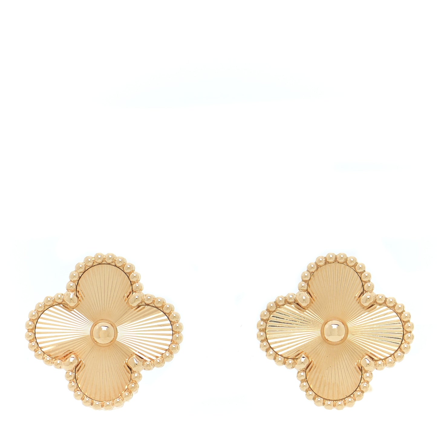 18K Yellow Gold Guilloche Vintage Alhambra Earrings