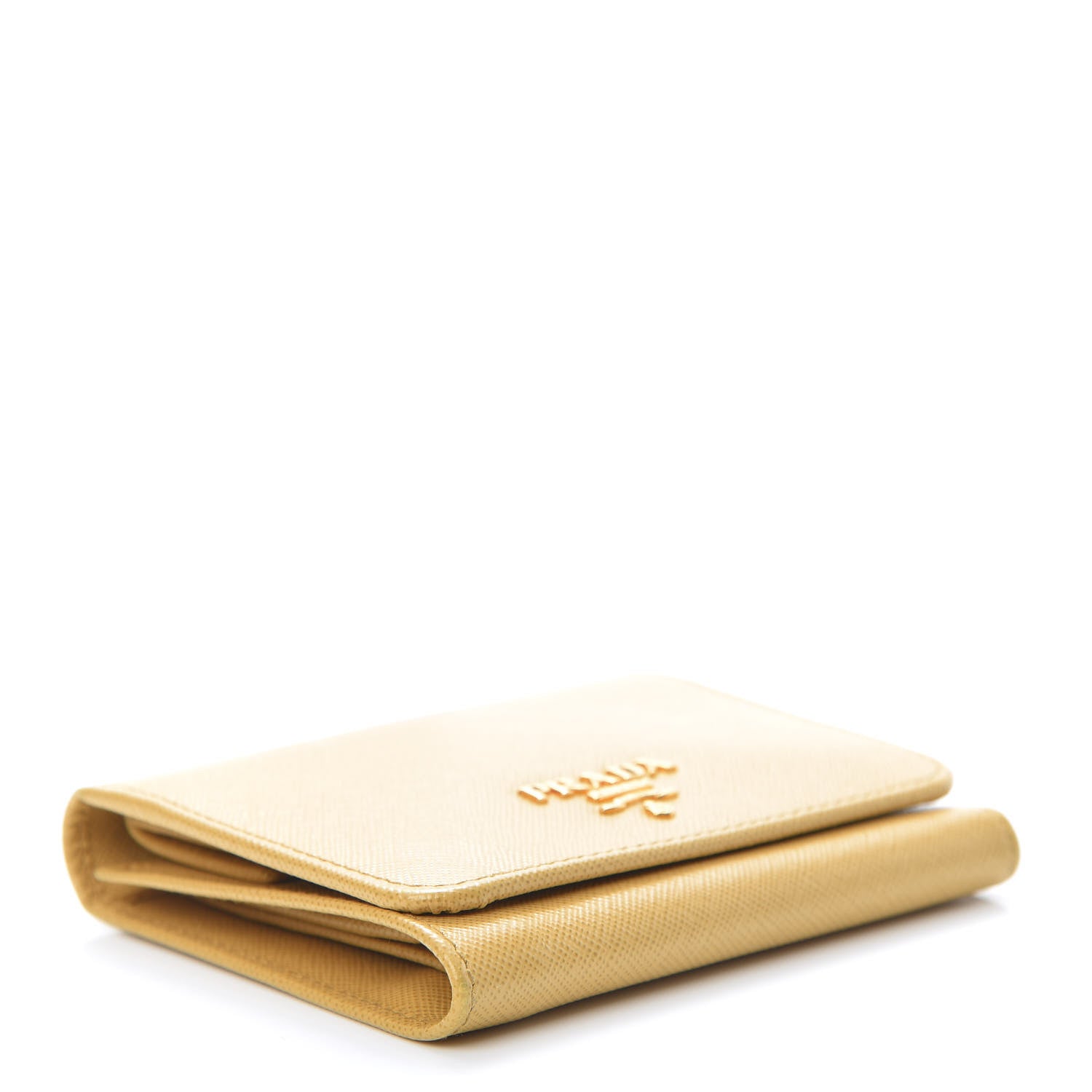 Prada Saffiano Metal Tri-Fold Wallet Ginestra 4 of 10