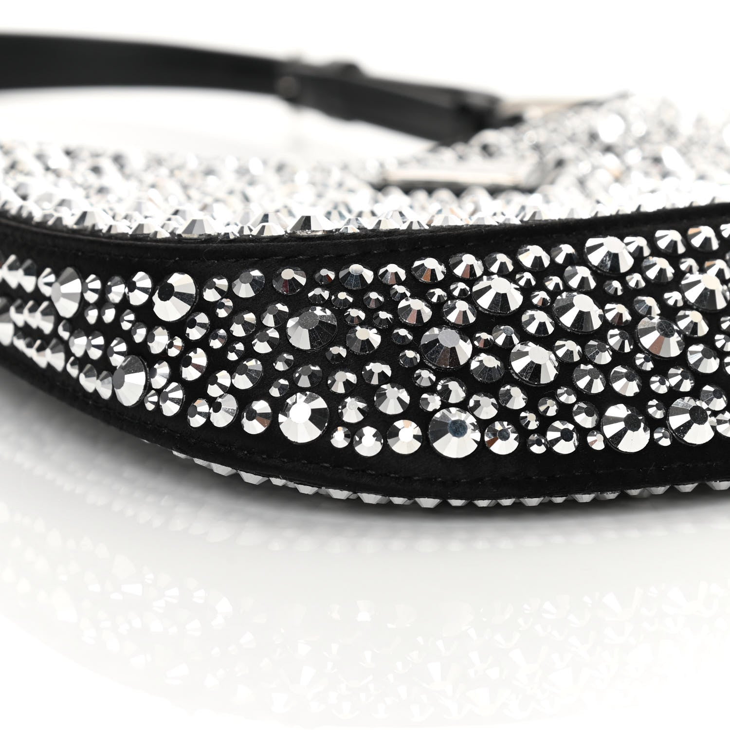Prada Satin Crystal Cleo Adjustable Strap Shoulder Bag Metal 9 of 11