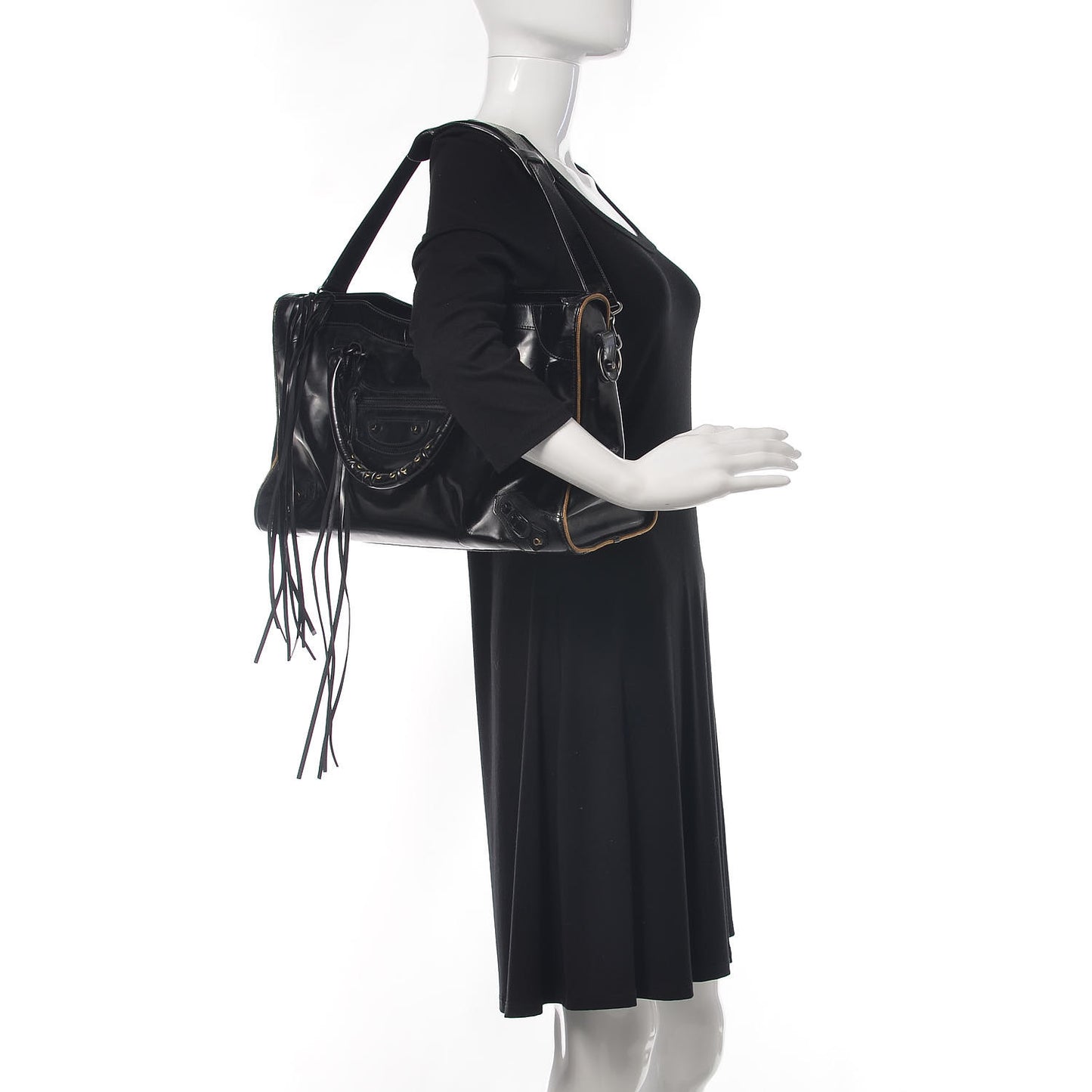 Glazed Calfskin Classic Hardware City Black