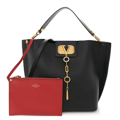 Valentino Garavani Grainy Calfskin VLogo Escape Hobo Bag Black 3 of 13
