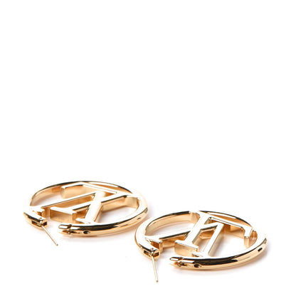 Louis Vuitton Metal Louise Hoop Earrings Gold 3 of 5