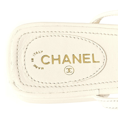 Chanel Lambskin Metal Heart Thong Sandals 36 White 7 of 8