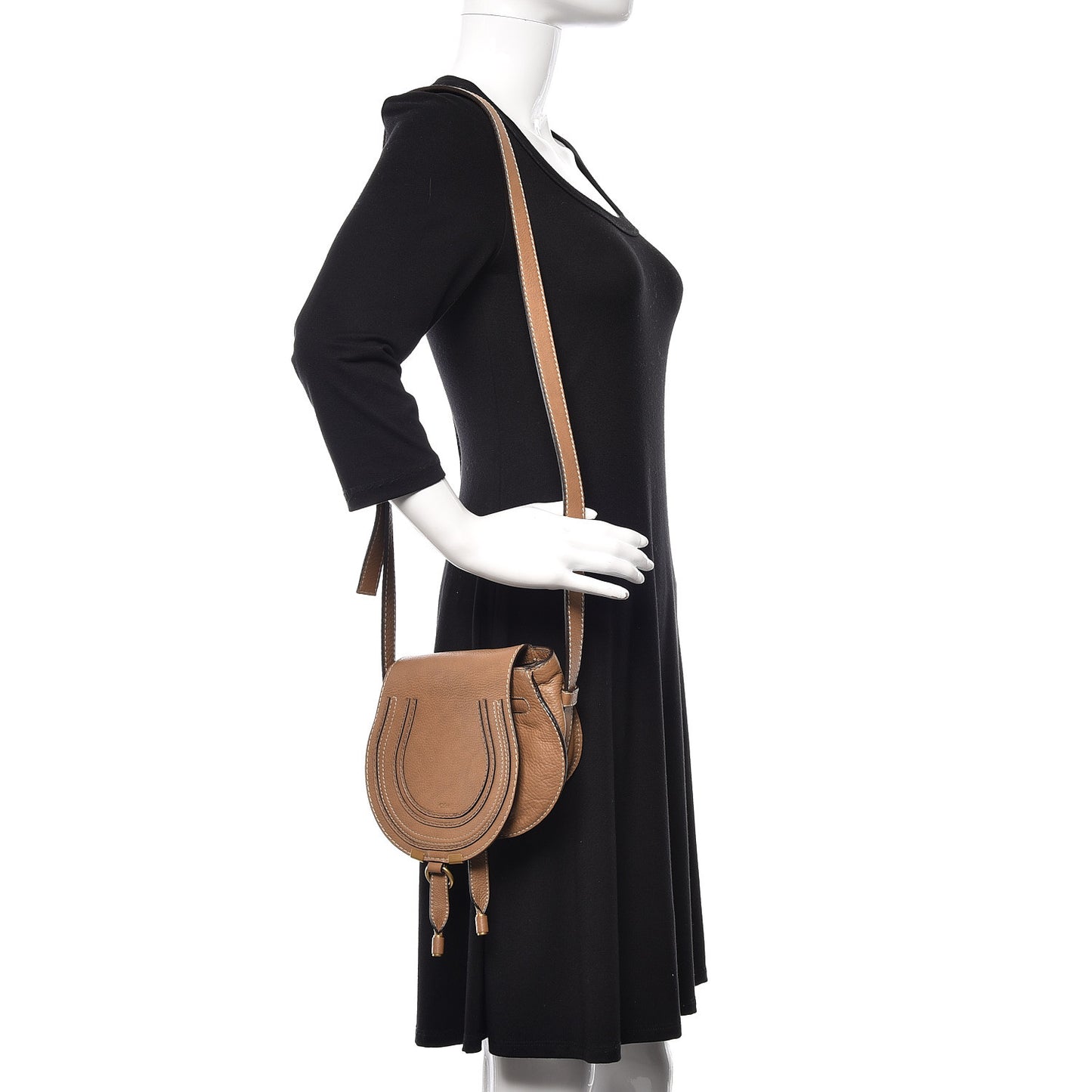 Calfskin Mini Marcie Round Crossbody Bag Nut