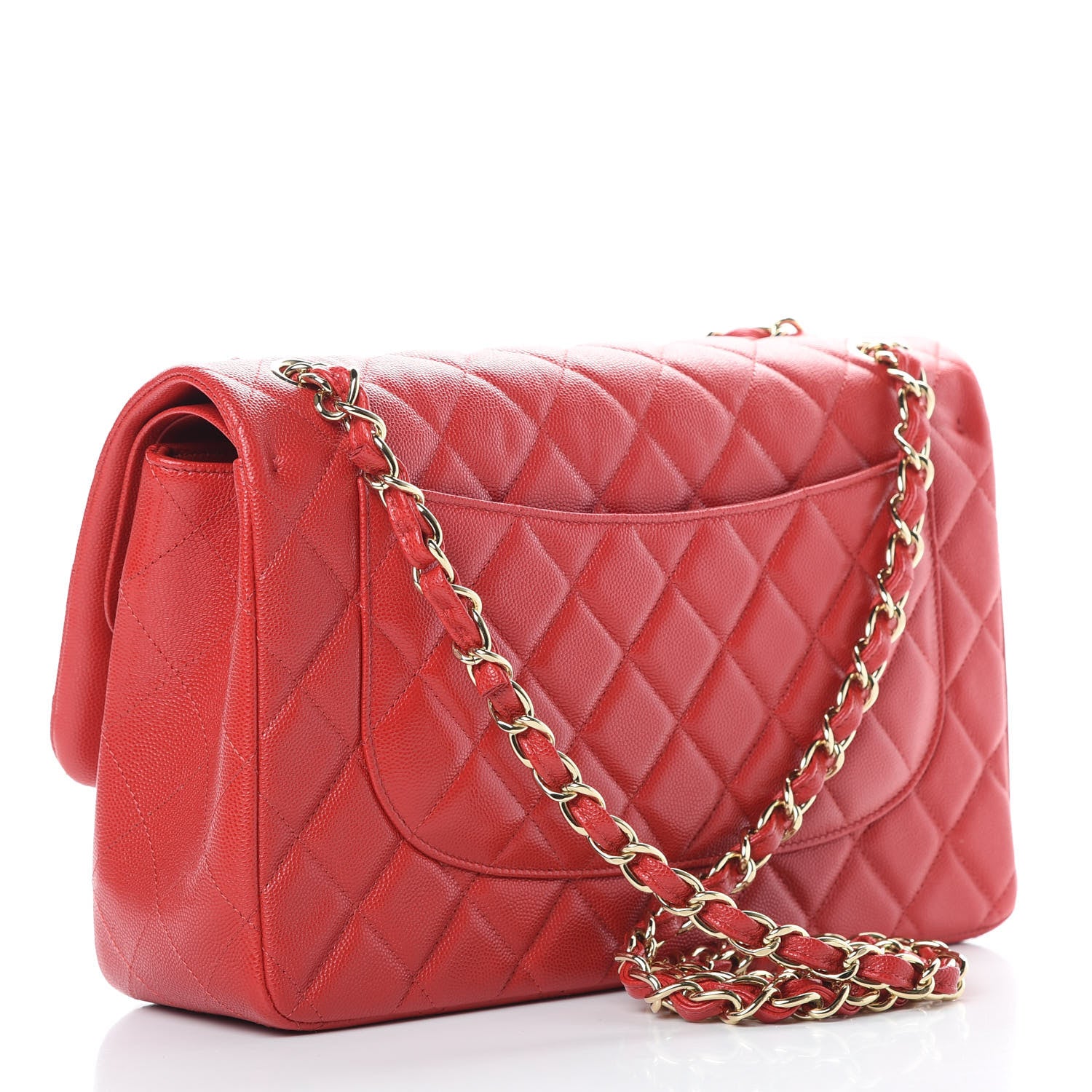 Chanel Caviar Quilted Jumbo Double Flap Red 3 of 11