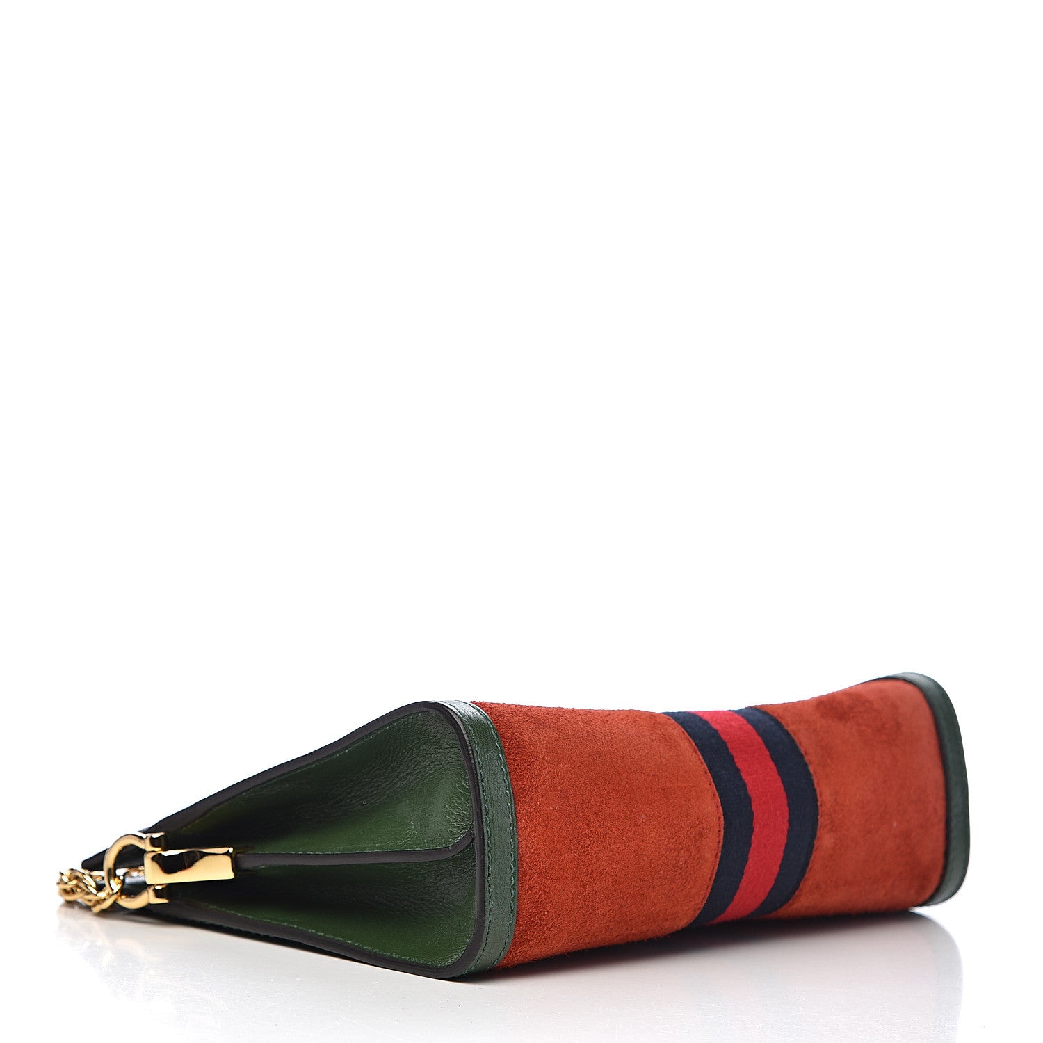Gucci Suede Calfskin GG Web Small Ophidia Chain Shoulder Bag Brown Red Green 4 of 12