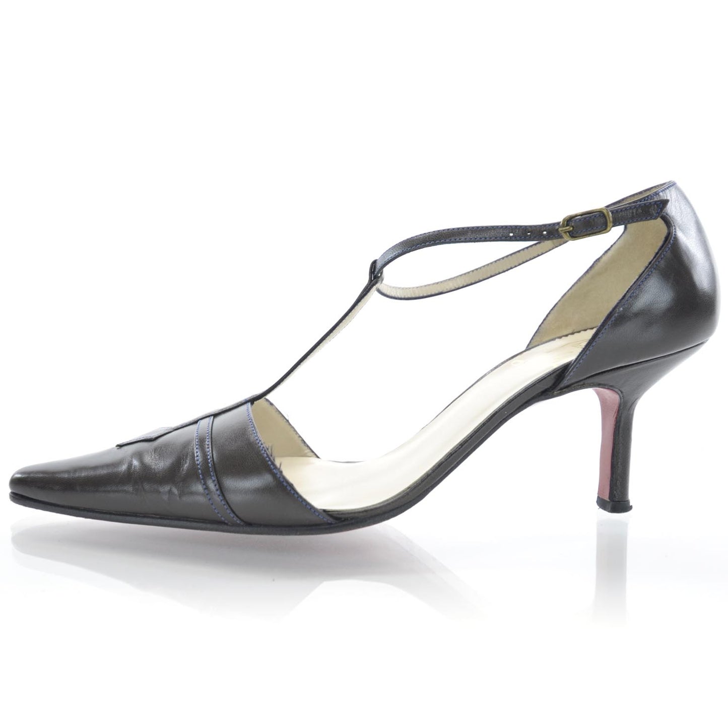 Leather Pointy Toe Low Heels 36.5 Brown