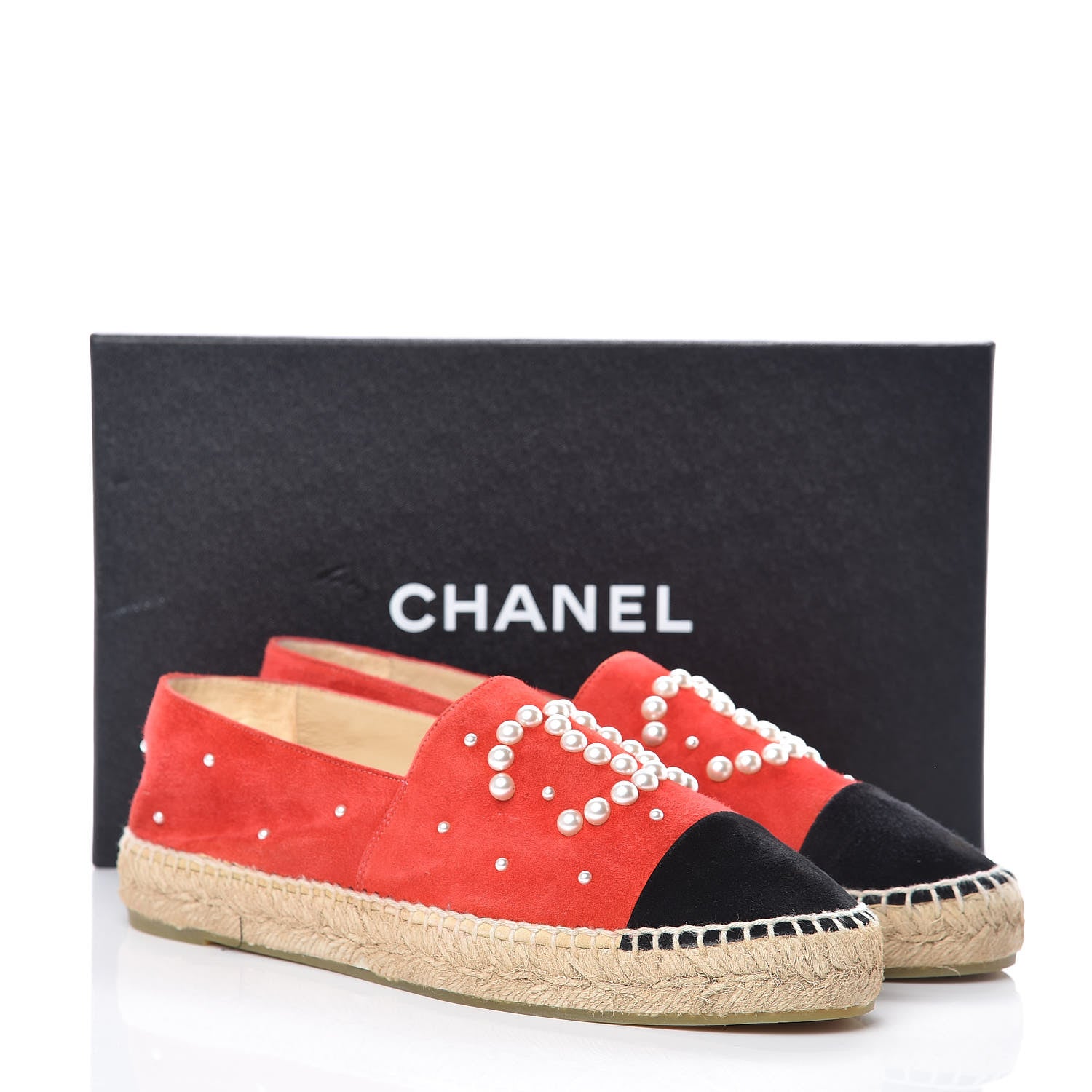 Chanel Suede Pearl CC Espadrilles 40 Red 14 of 14