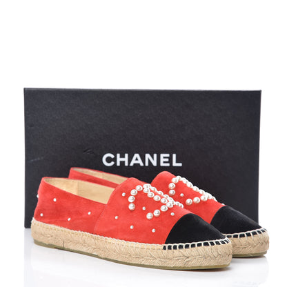 Chanel Suede Pearl CC Espadrilles 40 Red 14 of 14