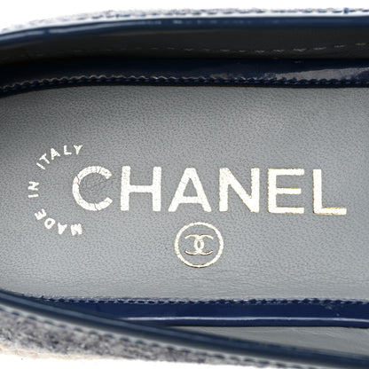 Chanel Fabric Patent Calfskin CC Espadrilles 37 Blue 8 of 11