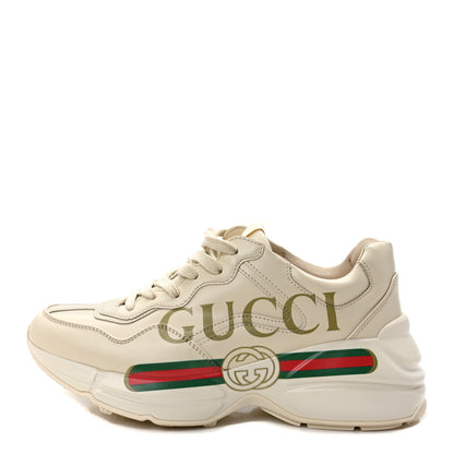 Gucci Calfskin Logo Womens Rhyton Sneakers 37.5 Ivory 1 of 8