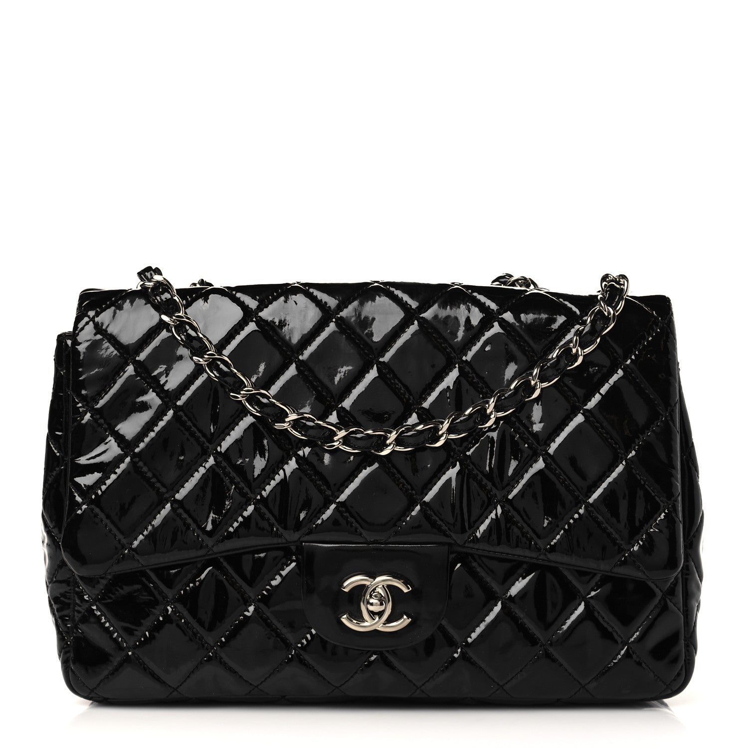 Chanel Patent Quilted Jumbo Single Flap Black 1 of 7