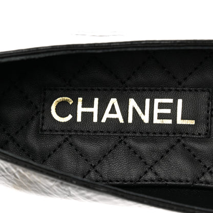 Chanel Patent Calfskin Cap Toe Ankle Chain Ballerina Flats 38 Black 7 of 9