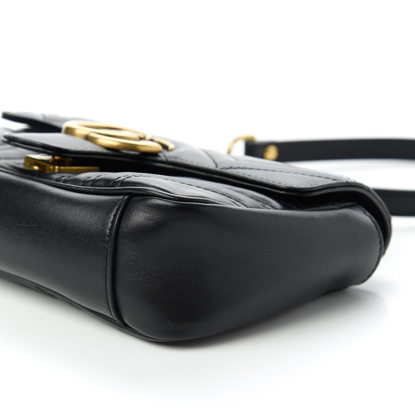 Calfskin Matelasse Mini GG Marmont Shoulder Bag Black