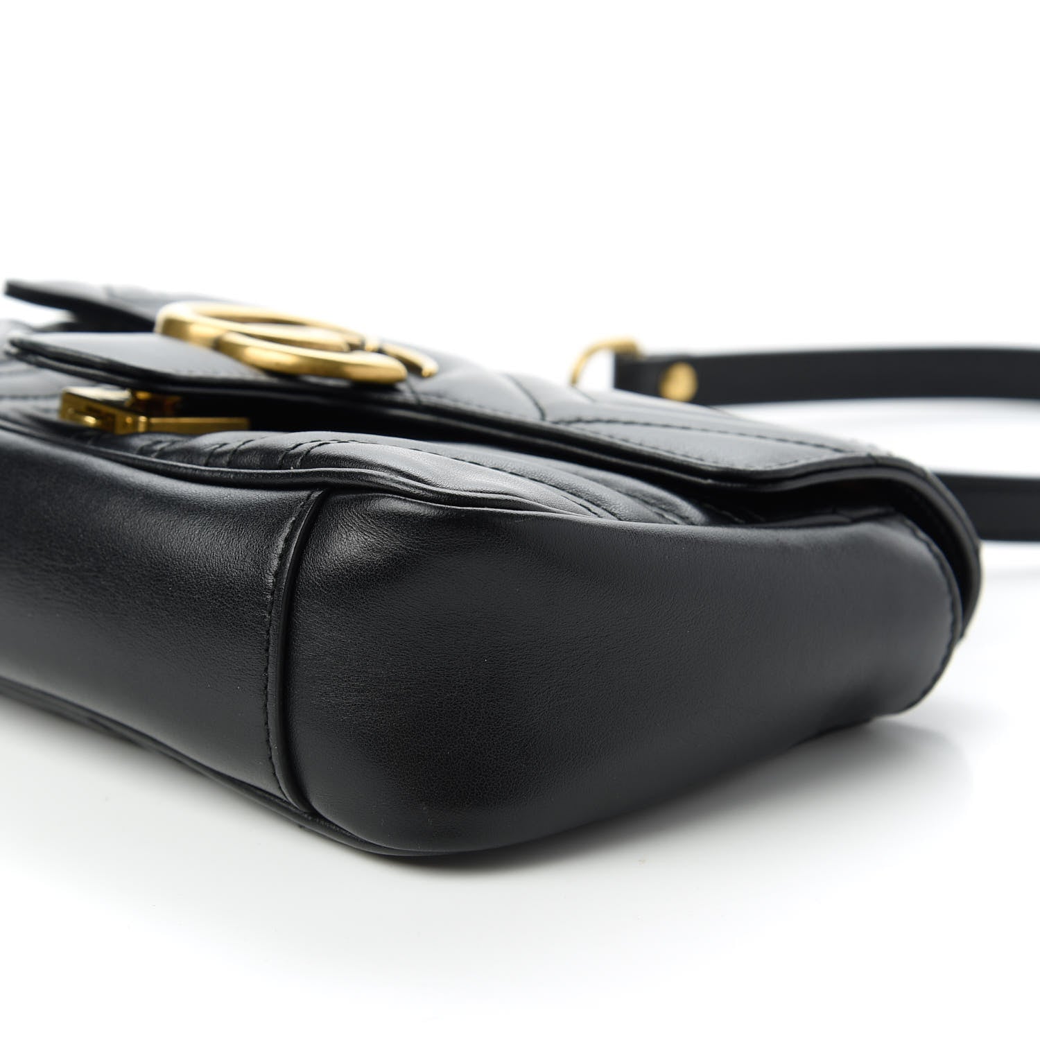 Gucci Calfskin Matelasse Mini GG Marmont Shoulder Bag Black 7 of 11