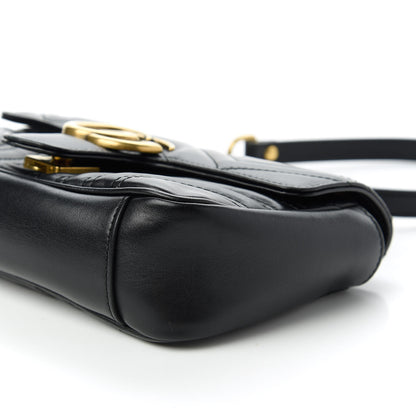 Gucci Calfskin Matelasse Mini GG Marmont Shoulder Bag Black 7 of 11