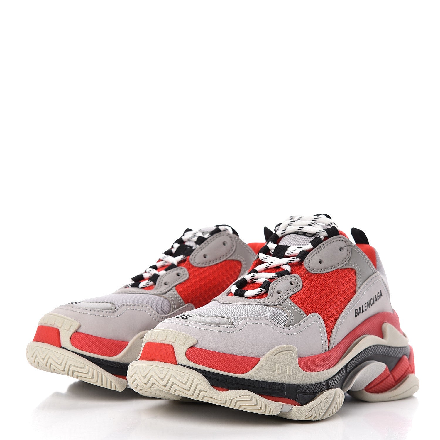 Balenciaga Fabric Mesh Womens Triple S Sneakers 38 Red Grey White 3 of 10