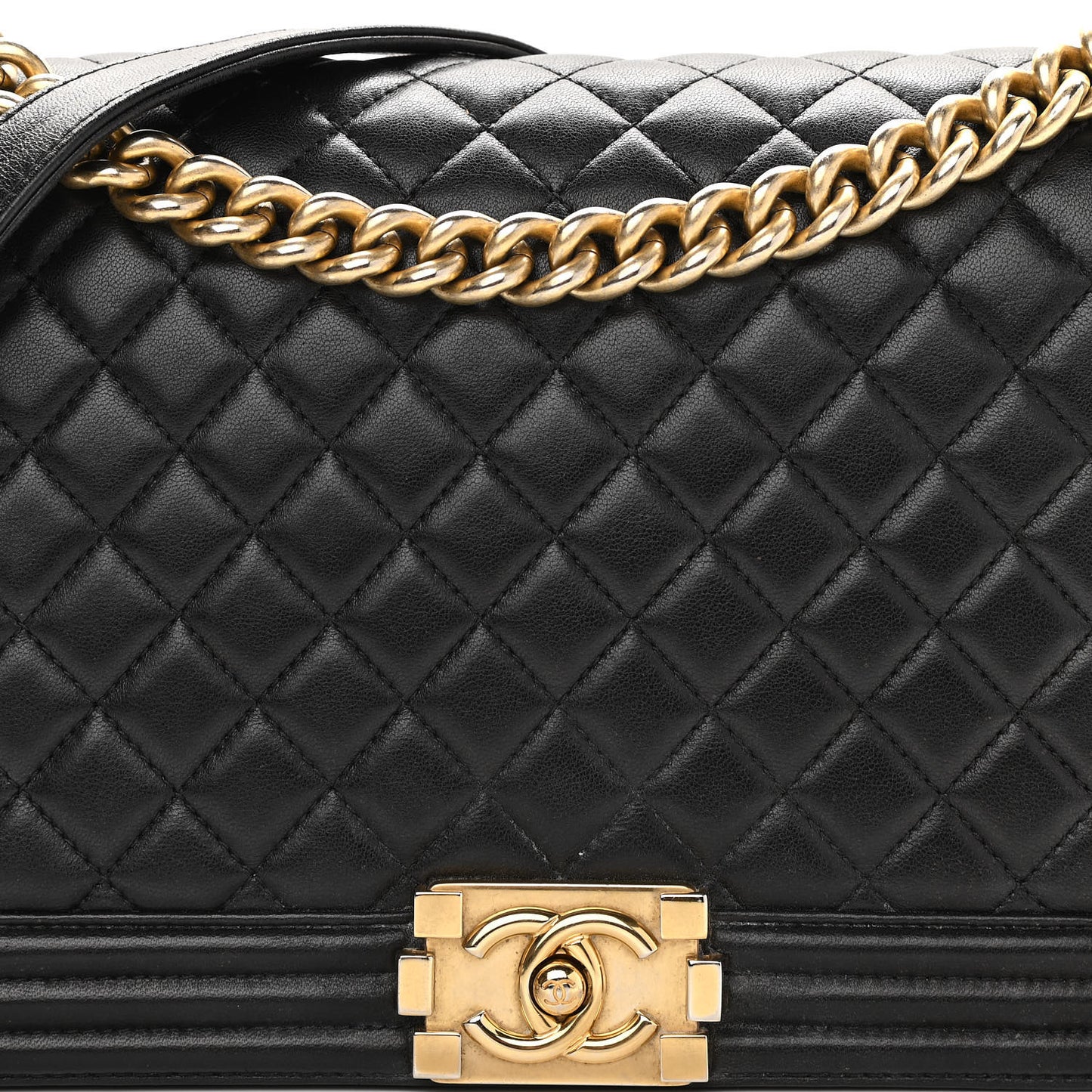 Lambskin Quilted New Medium Boy Flap Black