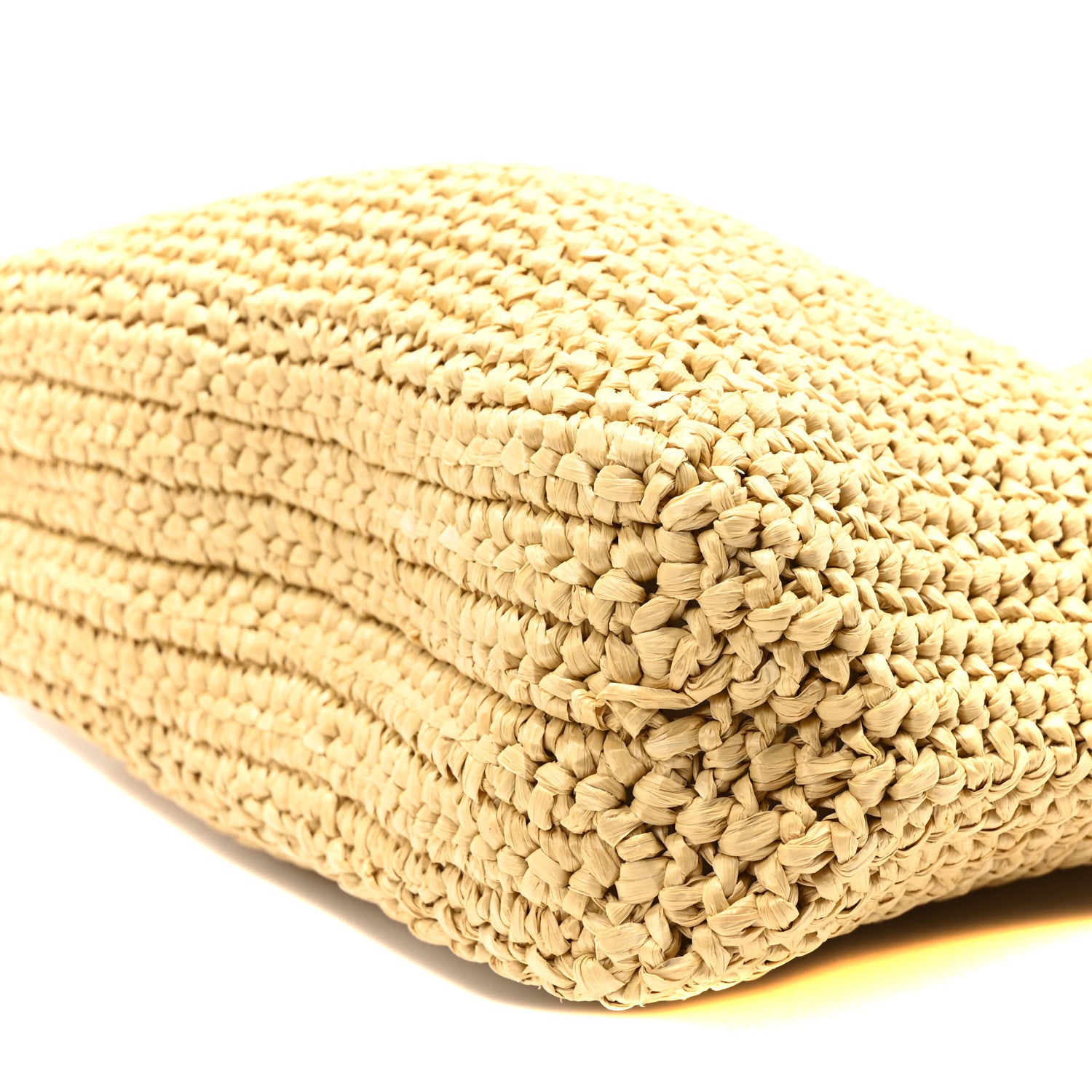Prada Yarn Raffia Effect Crochet Embroidered Small Logo Tote Naturale 9 of 9