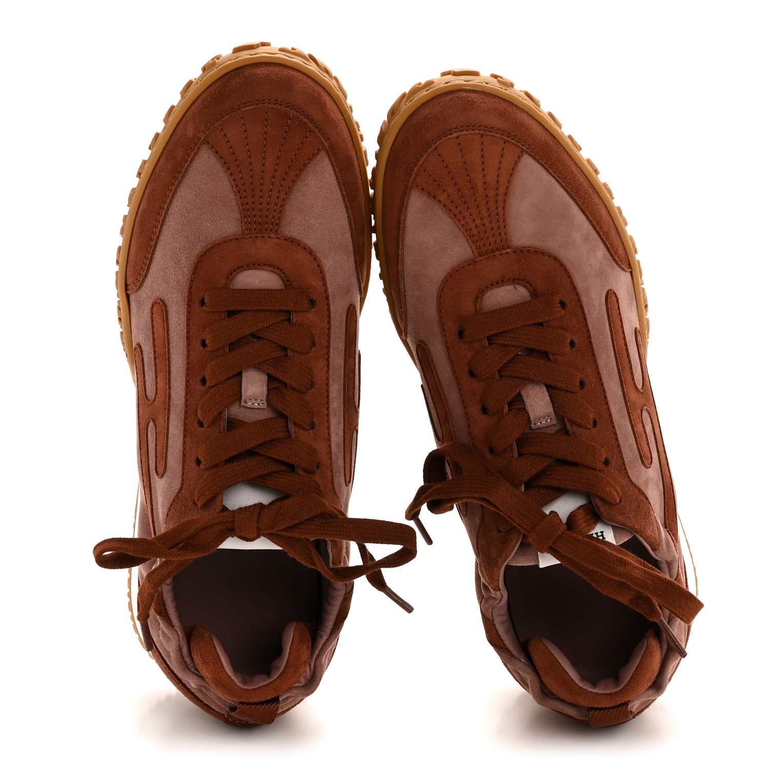 Hermes Suede Goatskin Jet Sneakers 37 Rose Antique Rouge Sepia