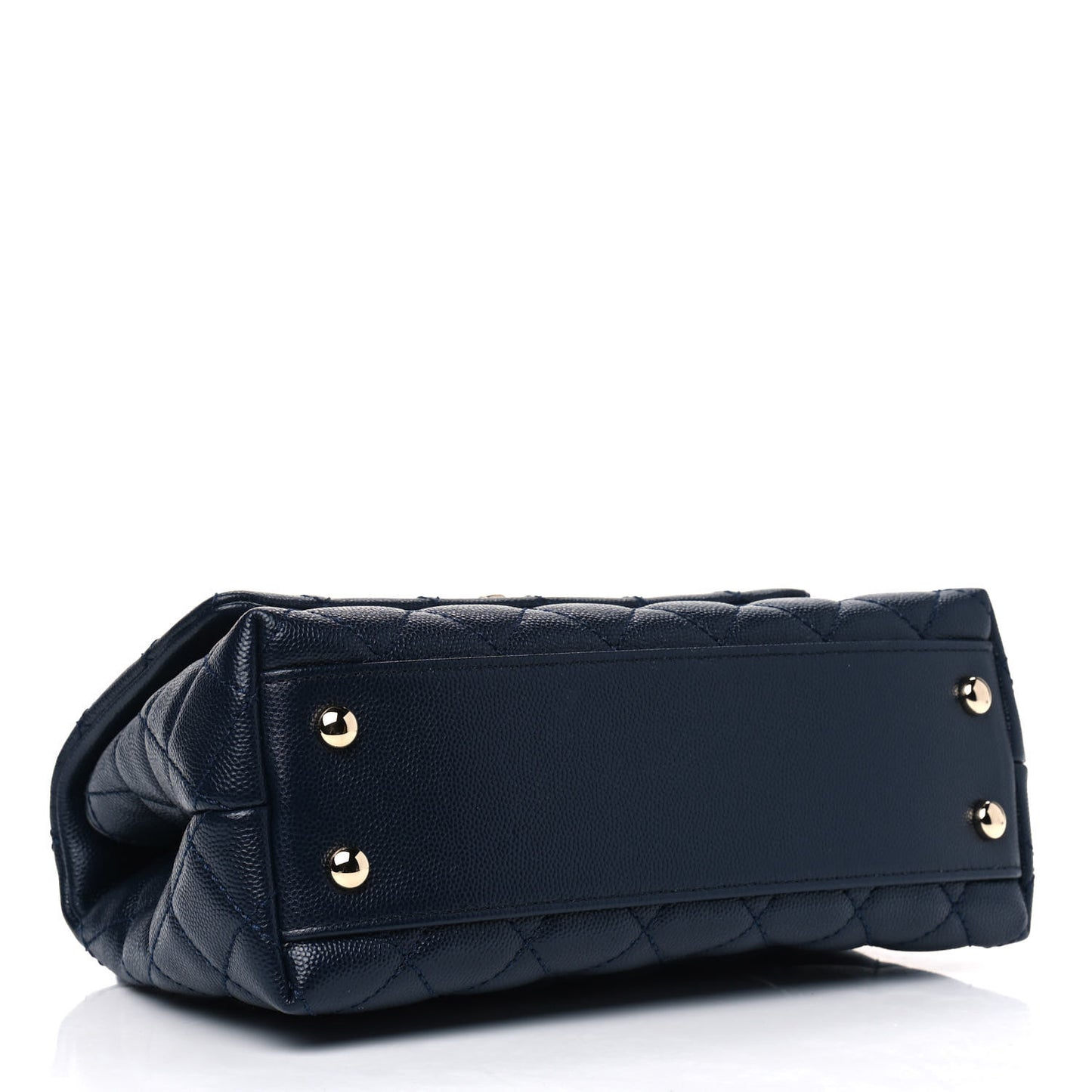 Caviar Quilted Lizard Embossed Mini Coco Handle Flap Navy Blue