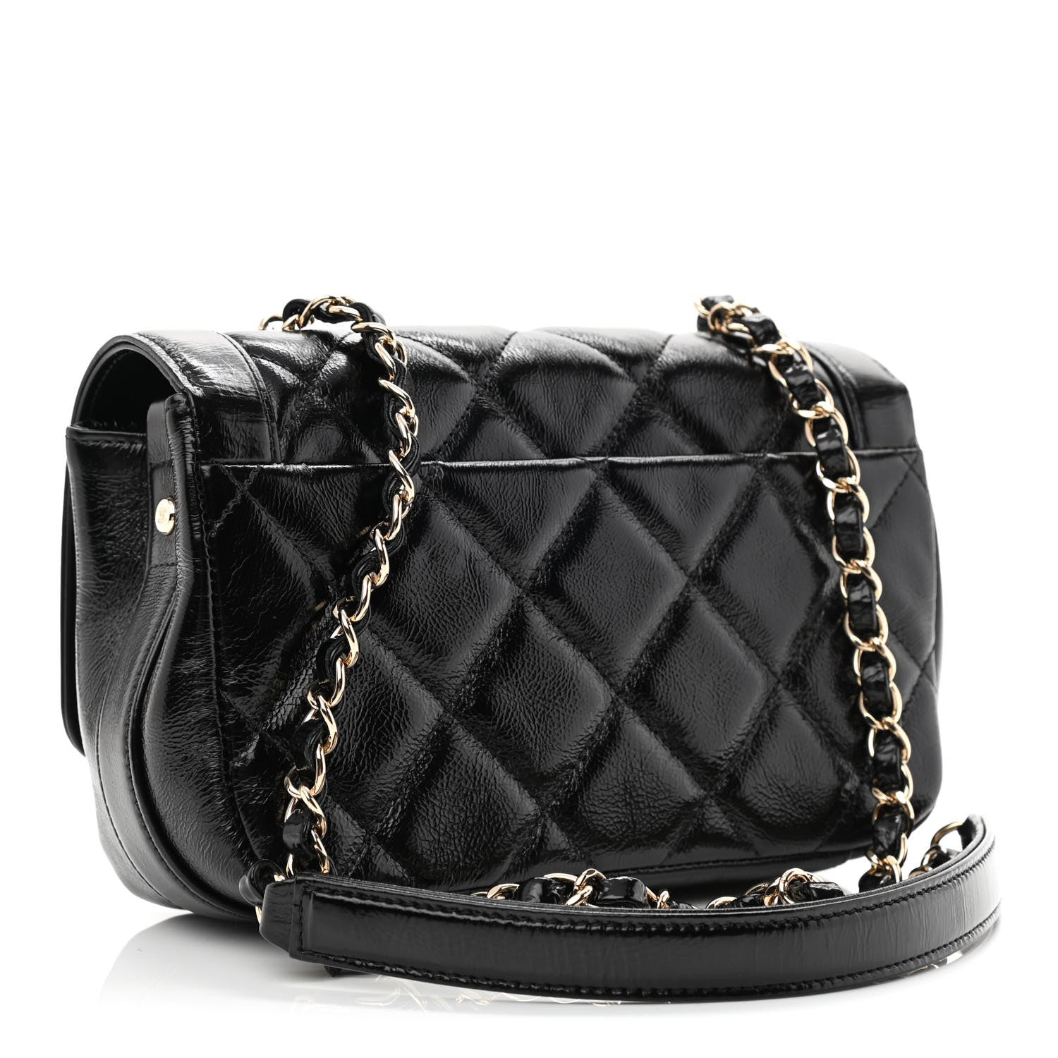 Chanel Crumpled Glazed Lambskin Quilted Mini Flap Black 2 of 10