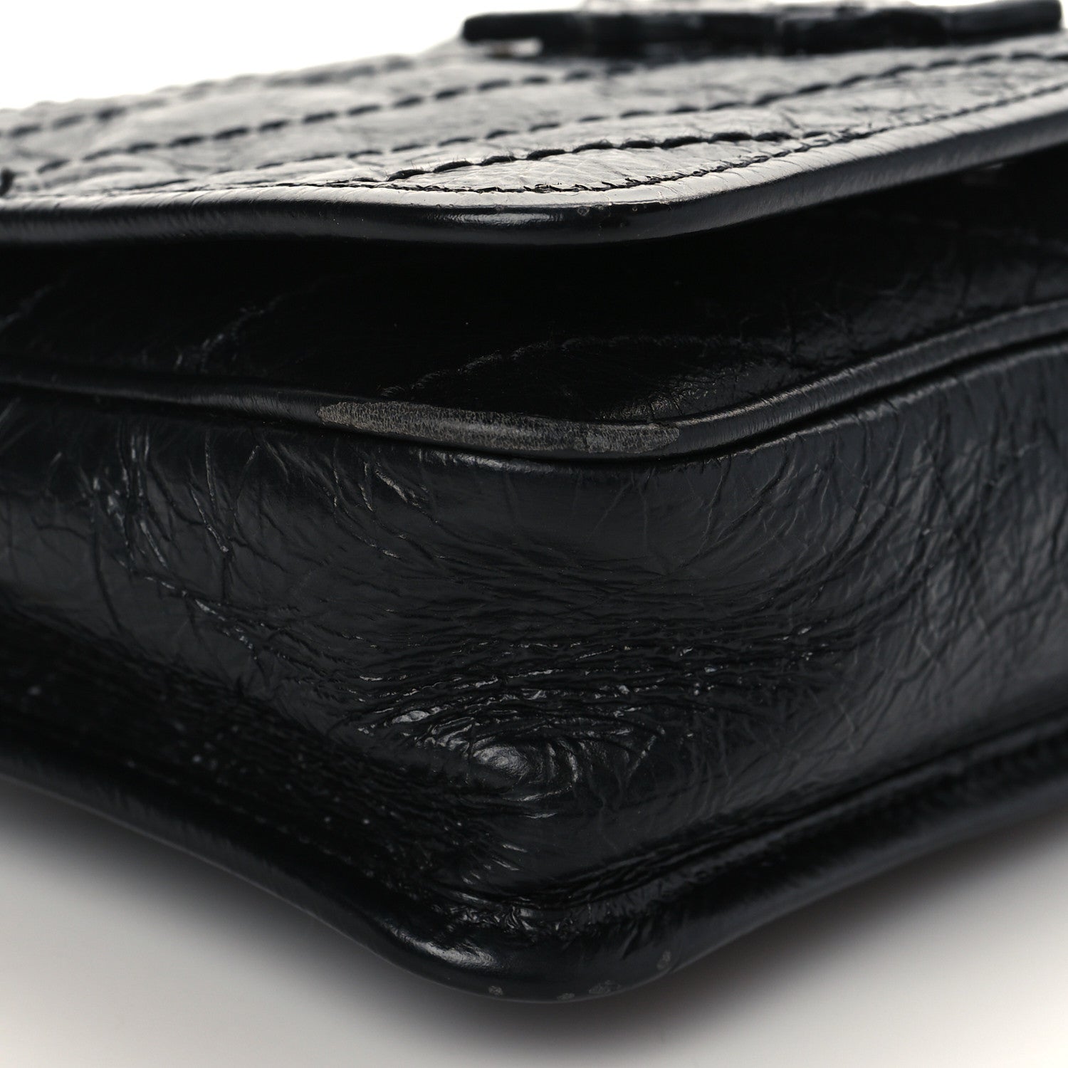 Saint Laurent Crinkled Calfskin Matelasse Monogram Niki Chain Wallet Black 7 of 8