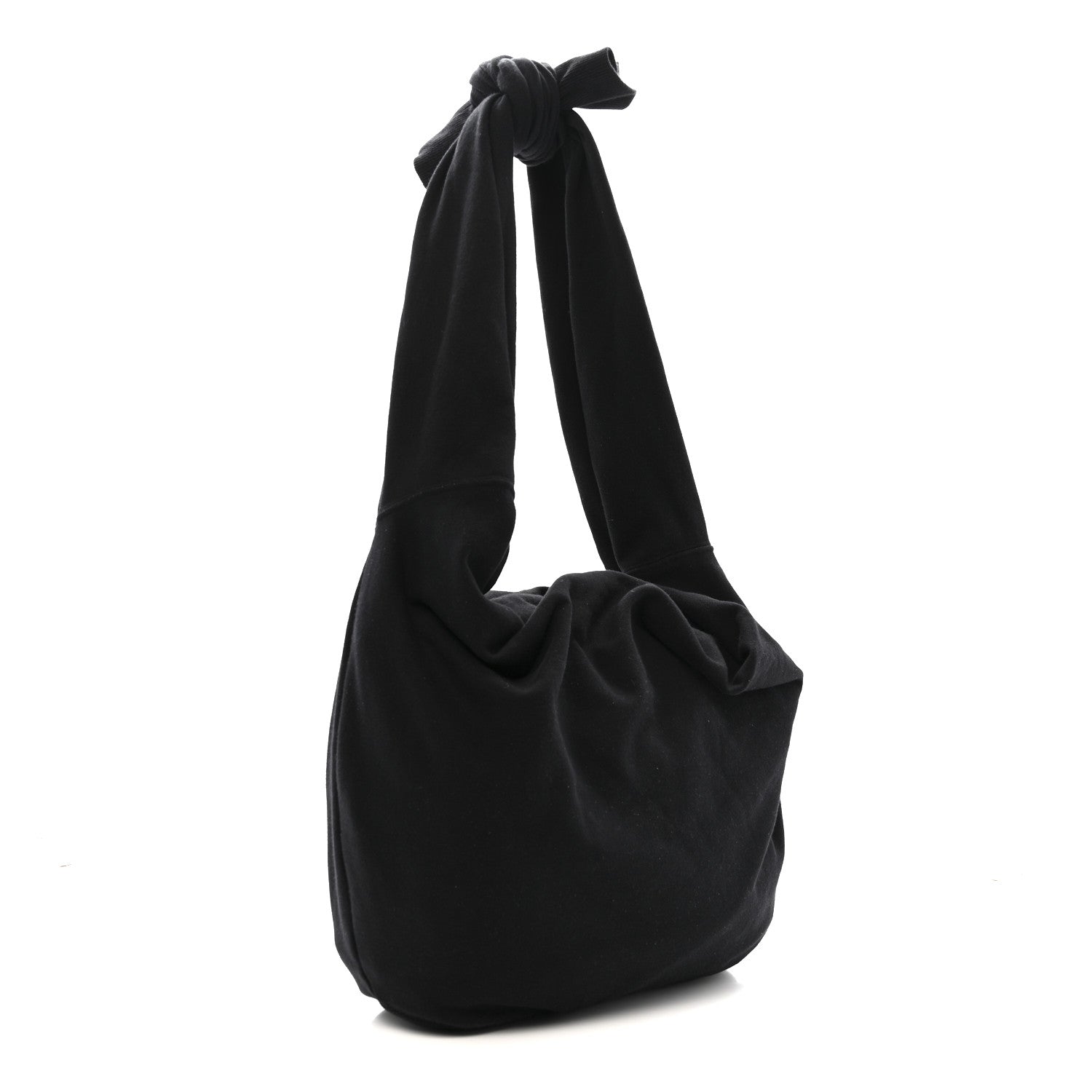 Celine Cotton Medium Knotted Logo Print Shoulder Bag Black 3 of 11